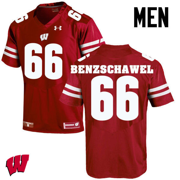 Wisconsin Badgers Men's #66 Beau Benzschawel NCAA Under Armour Authentic Red College Stitched Football Jersey AJ40F08YN